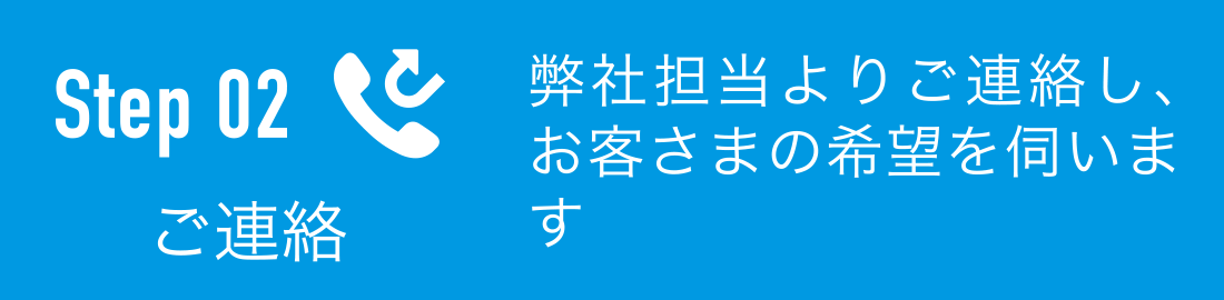 ご連絡：弊社担当よりご連絡し、お客さまの希望を伺います